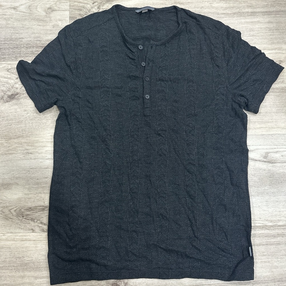 John Varvatos Charcoal Short Sleeve Henley
